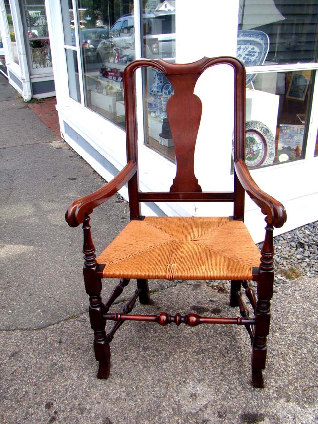 A fabulous hand crafted New England Queen Anne "style" walnut armchair, 20th century